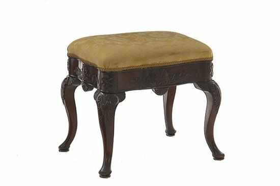 Appraisal: Chippendale style carved mahogany footstool late th century upholstered cushion