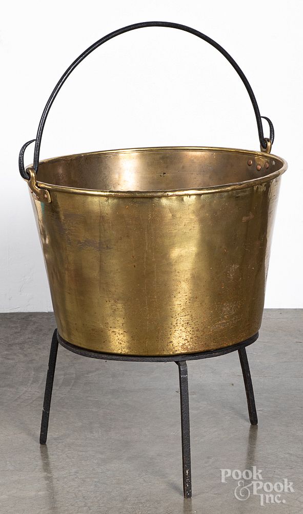 Appraisal: Large brass kettle th c Large brass kettle th c