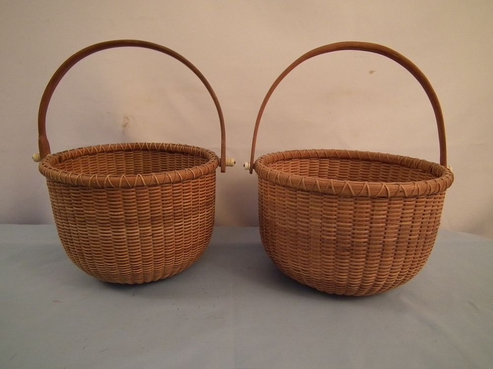 Appraisal: NANTUCKET BASKETS Lot vintage Nantucket baskets x inch signed Bill