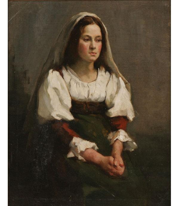 Appraisal: Early Continental female portrait oil on board x unsigned