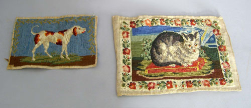 Appraisal: Two needleworks th c of a cat x and a