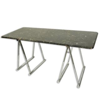 Appraisal: Retro Chrome and Marble Top Desk Table Retro Chrome and