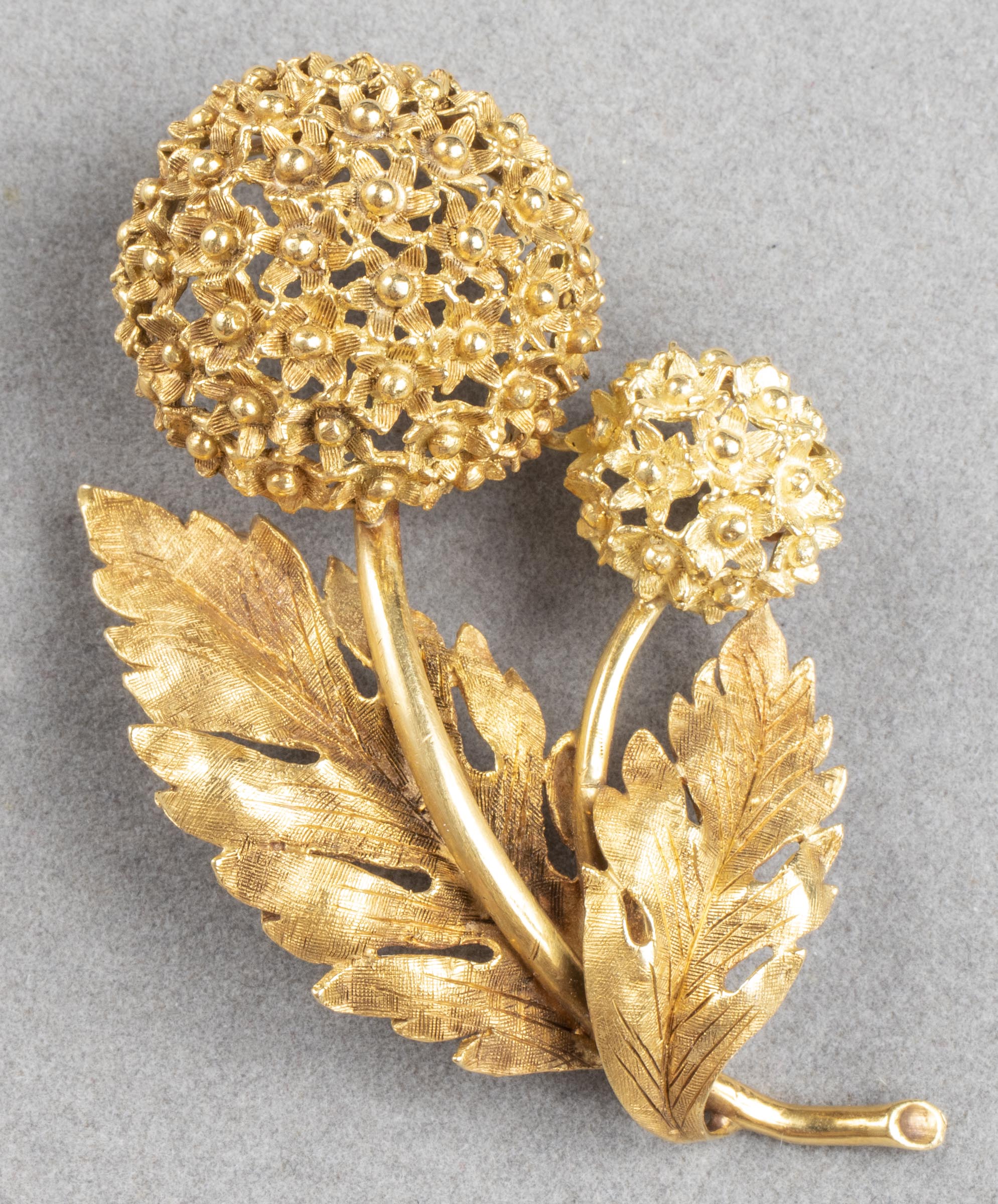 Appraisal: BUCCELLATI STYLE K GOLD FLORIFORM BROOCH PIN Vintage Buccellati style