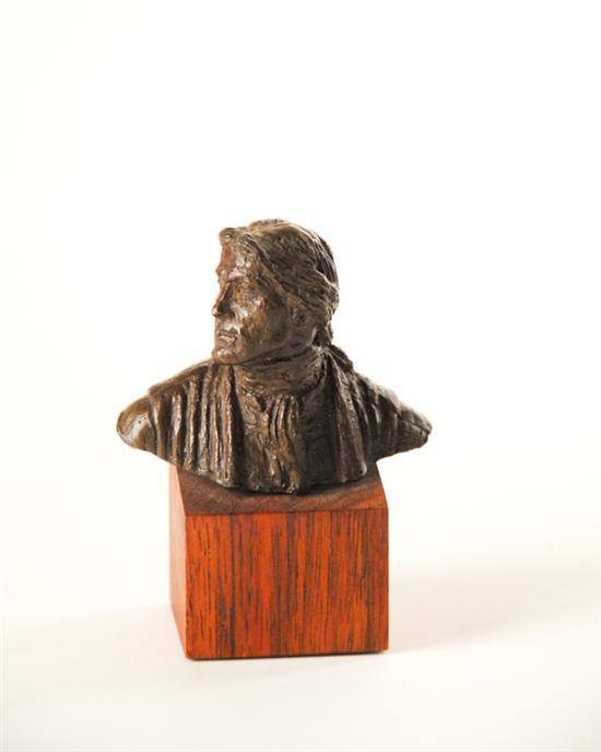 Appraisal: Miniature Bronze Bust of Thomas Jefferson attached to wooden base