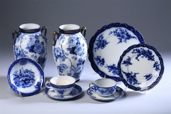 Appraisal: -PIECE ENGLISH FLOW BLUE ASSEMBLED DINNERWARE SERVICE th century Including