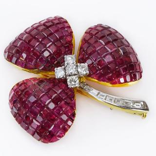 Appraisal: Approx Carat Invisible Set Square Cut Ruby Carat Diamond and