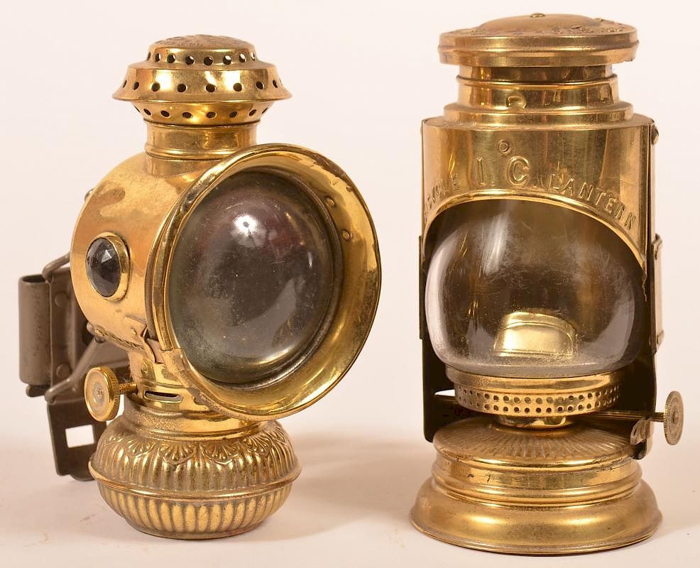 Appraisal: Two Various Brass Bicycle lamps Two Various Brass Bicycle lamps