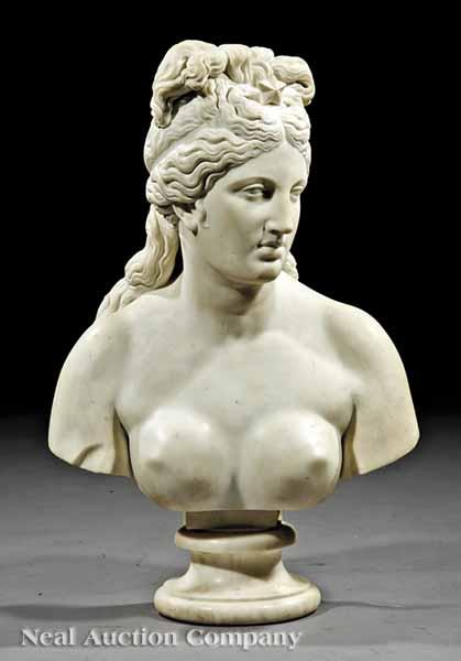 Appraisal: A French Carved Carrara Marble Bust of Diana th c