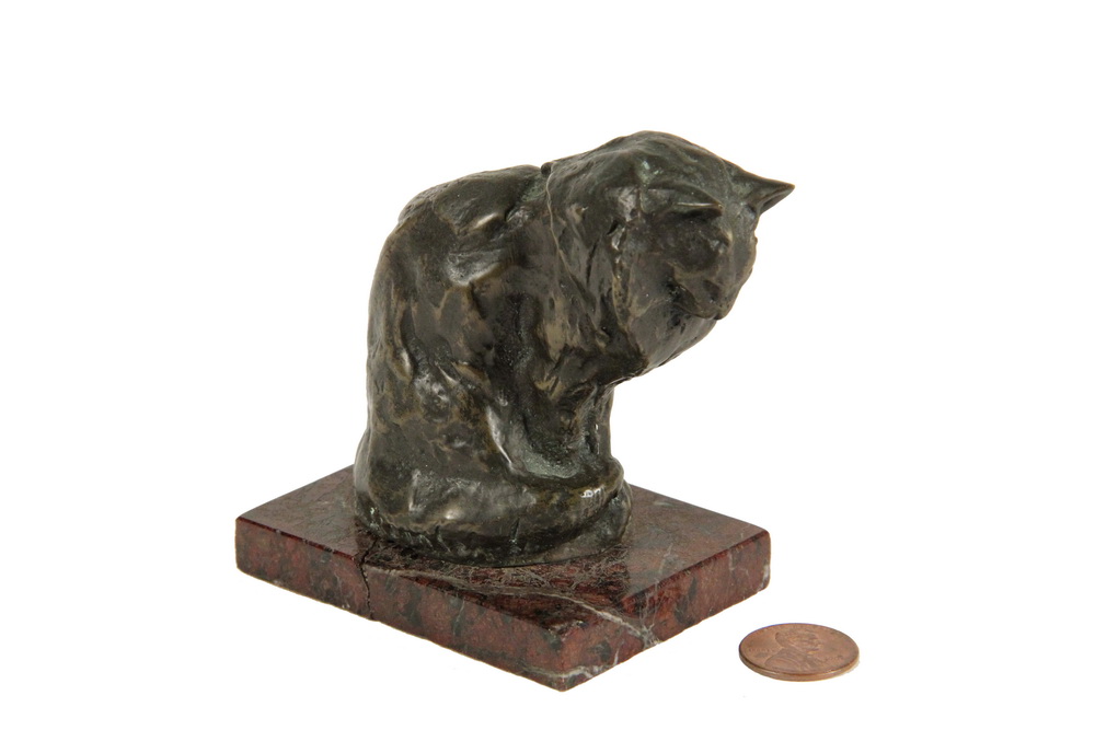 Appraisal: THEOPHILE ALEXANDRE STEINLEN Swiss - Seated Angora Cat cast and