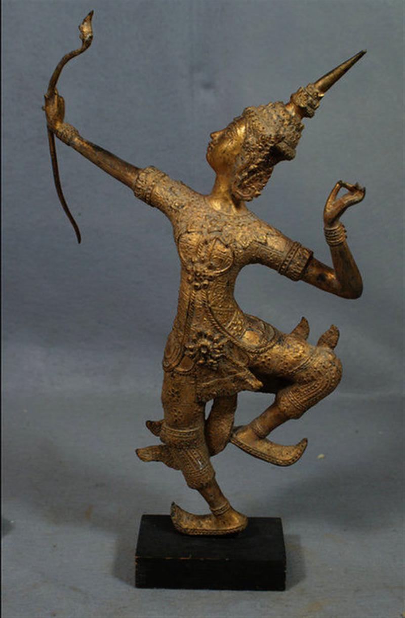 Appraisal: Cast bronze figure of an Asian archer dancer figure on