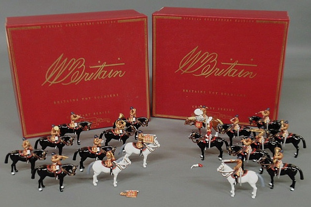 Appraisal: Two boxed nine-piece sets of Britains Mounted Band of the