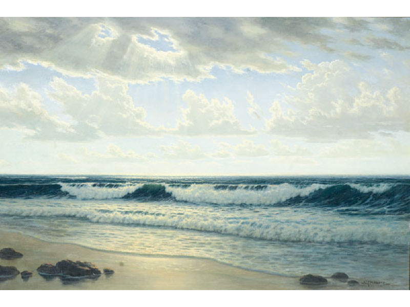 Appraisal: JOSEPH M ARENTZ AMERICAN - Sunlit coastal waves oil on