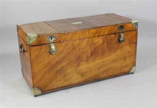 Appraisal: A th century French brass bound camphorwood chest the circular