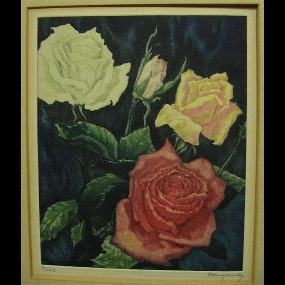 Appraisal: NICHOLAS HORNYANSKY - CANADIAN ROSES ORCHIDS PAIR OF COLOUR AQUATINTS