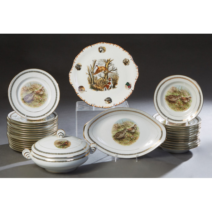 Appraisal: Thirty Piece Porcelain Partial Dinner Service with gilt rims and