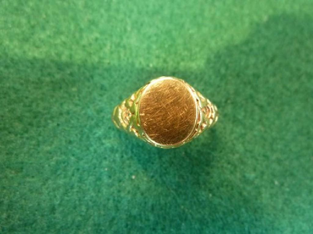 Appraisal: A lady's signet ring by Tiffany the oval vacant plaque