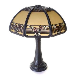 Appraisal: Bradley And Hubbard Floral Panel -Inch Table Lamp Height inches