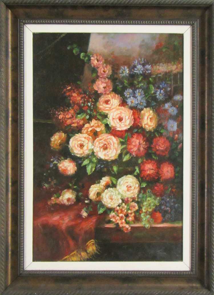 Appraisal: TILLON OIL ON CANVAS floral still-life Signed Tillon lower right