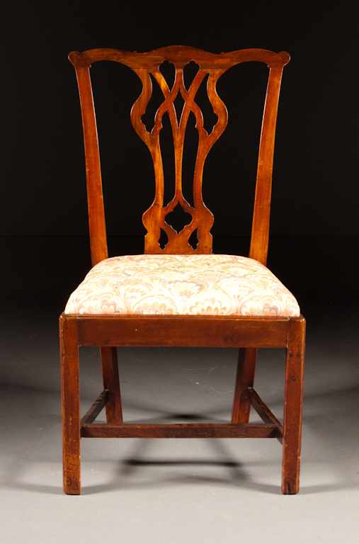 Appraisal: American Chippendale carved mahogany upholstered slip seat side chair Philadelphia