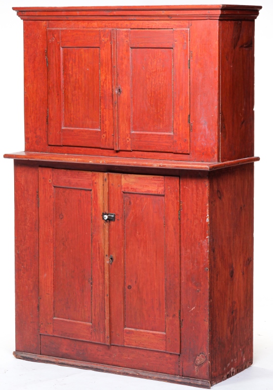 Appraisal: AMERICAN DIMINUTIVE STEP BACK CUPBOARD First half th century pine