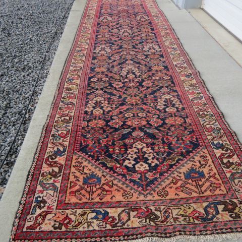 Appraisal: Malayer Persian Handmade Runner stylized florals primarily reds blues ivory