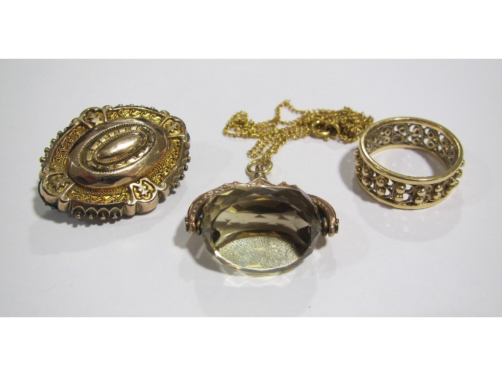 Appraisal: Lot comprising Victorian yellow metal remembrance brooch ct gold mounted