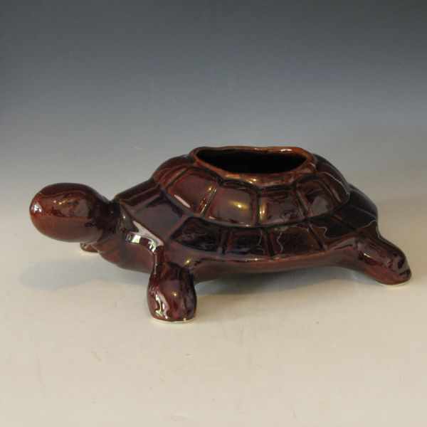 Appraisal: Brown gloss turtle planter Unmarked Mint '' long by ''