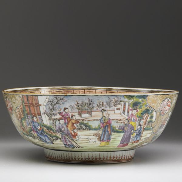 Appraisal: CHINESE EXPORT Rose Mandarin punchbowl th C x dia