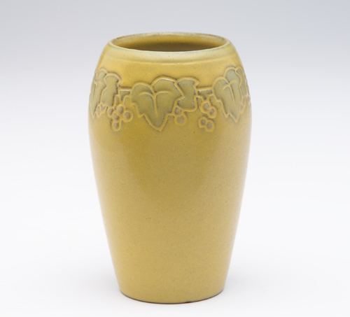 Appraisal: MARBLEHEAD Ovoid vase incised with a wreath of grapevines and