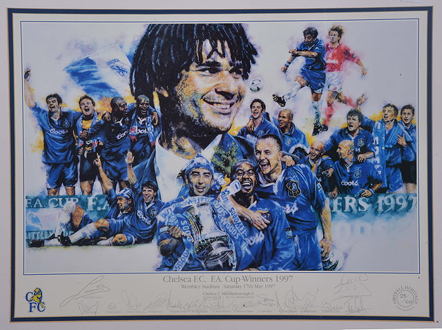 Appraisal: A CHELSEA FC FA CUP WINNERS PRINT No signed by