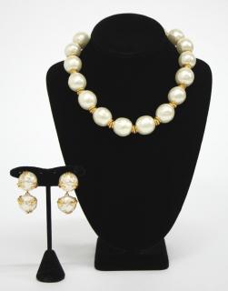 Appraisal: Dominique Aurientis Costume Pearl Jewelry Suite Faux pearl and gold-tone