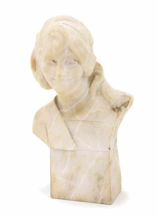 Appraisal: An Italian Carved Marble Bust depicting a smiling maiden signed