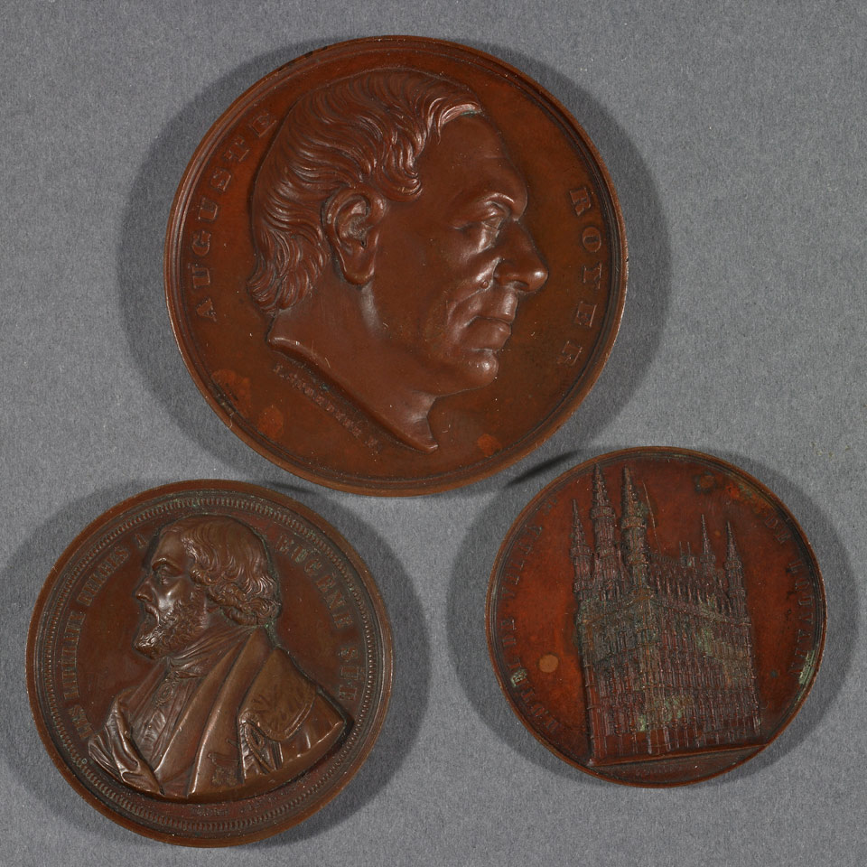 Appraisal: Three Belgian Copper Medals th century Auguste Boyer by J