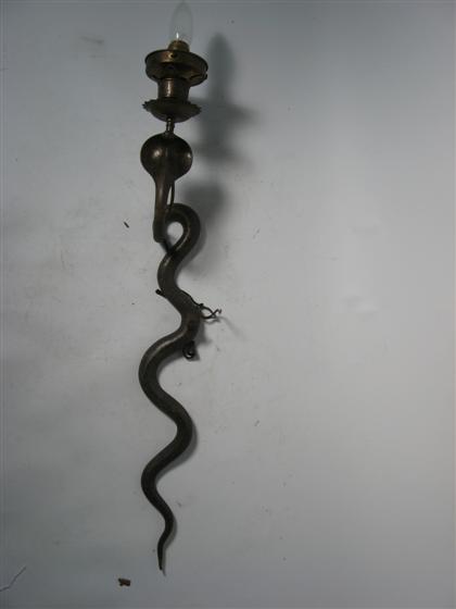 Appraisal: Gilt bronze 'serpent' light fixture Modeled as a cobra ready