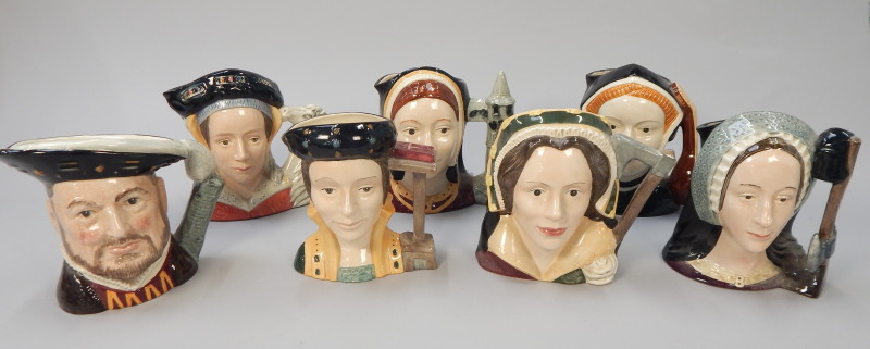 Appraisal: Seven large Royal Doulton character jugs Henry VIII and his