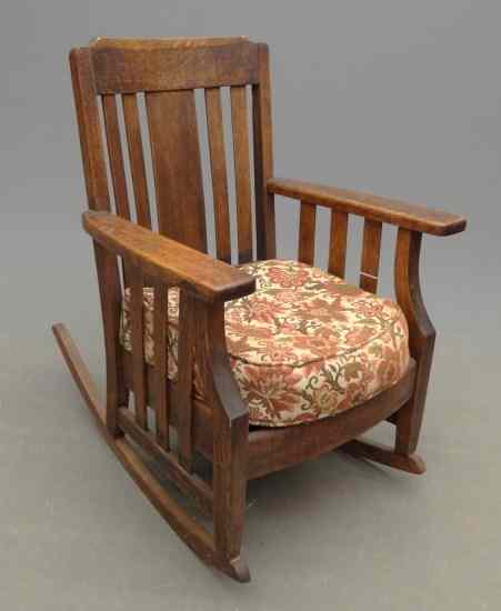 Appraisal: Mission oak rocking chair '' Seat Ht '' Overall Ht