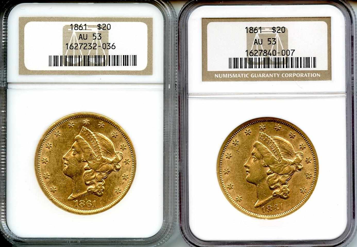 Appraisal: AU NGC Both coins present a straw-gold appearance each with