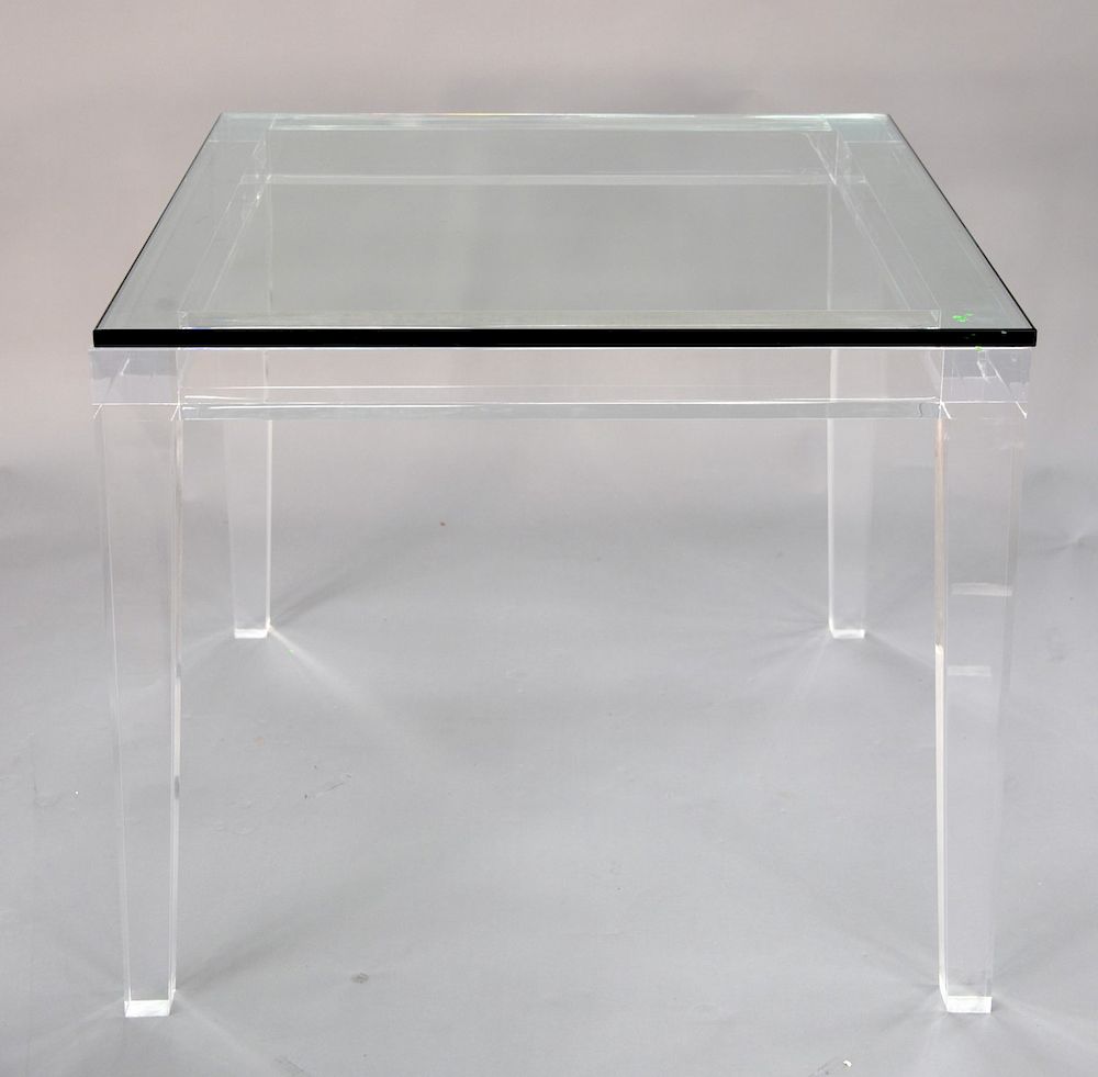 Appraisal: Artist unknown Bespoke lucite table with thick glass top and