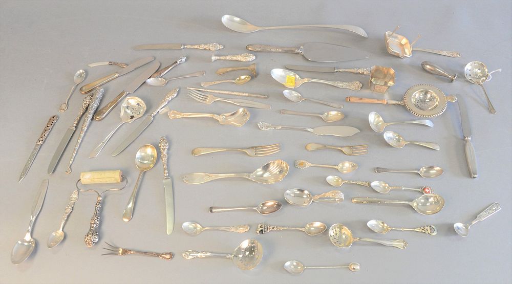 Appraisal: Sterling silver lot of various flatware along with twelve handles