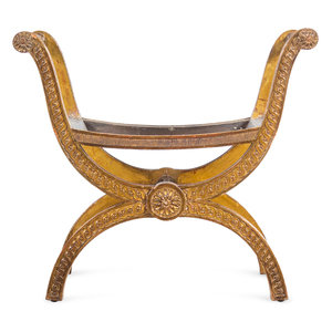 Appraisal: A Louis XVI Style Carved Giltwood Curule Bench th Century