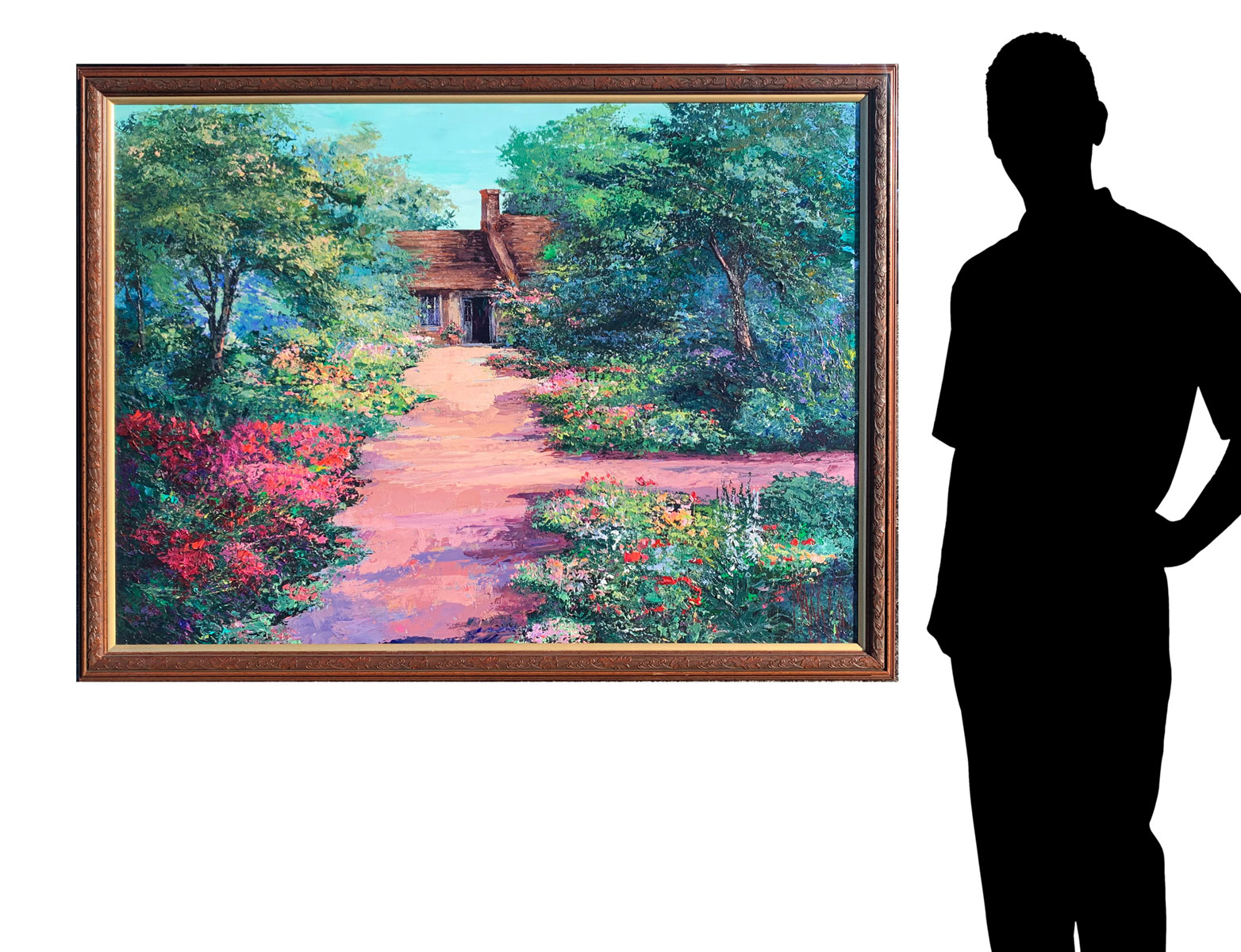 Appraisal: KING Mark American - Garden Path with Cottage Oil Canvas