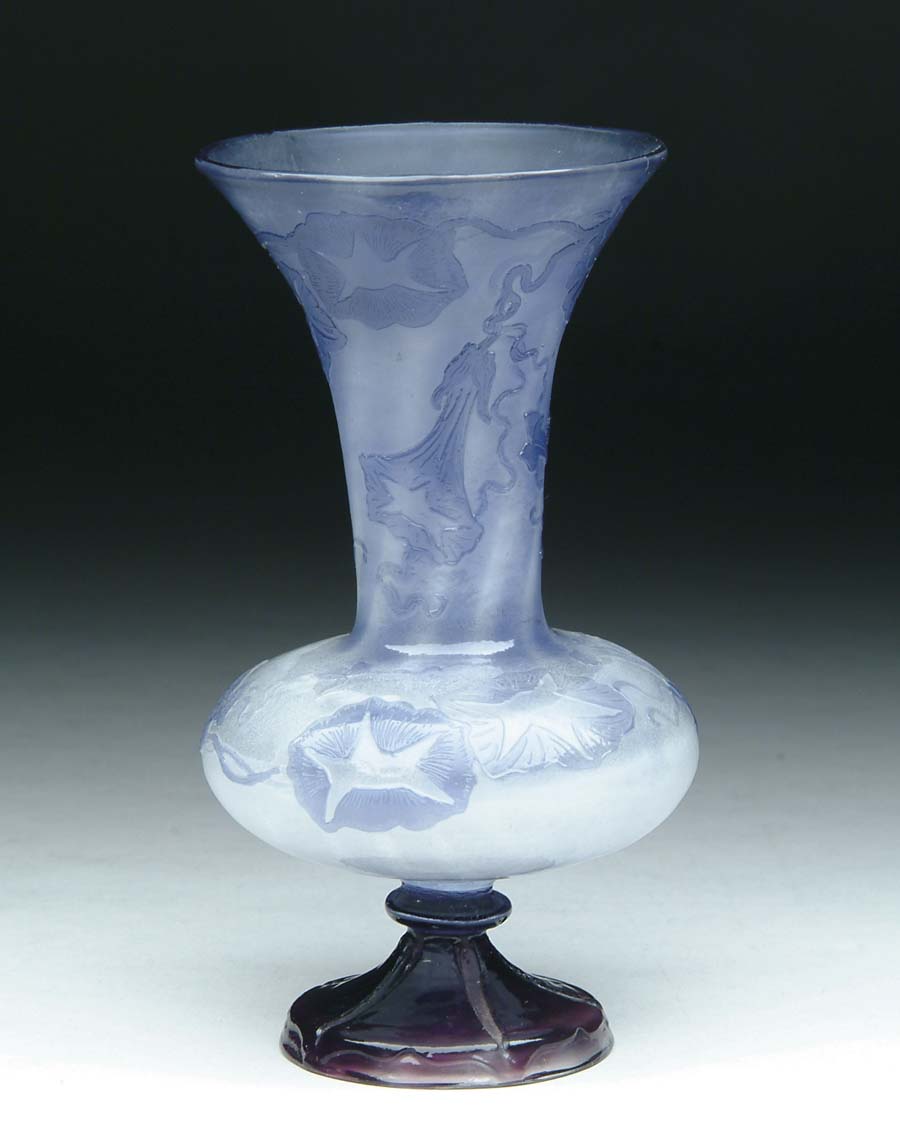 Appraisal: GALLE FIREPOLISHED VASE Cameo decoration consists of amethyst on white