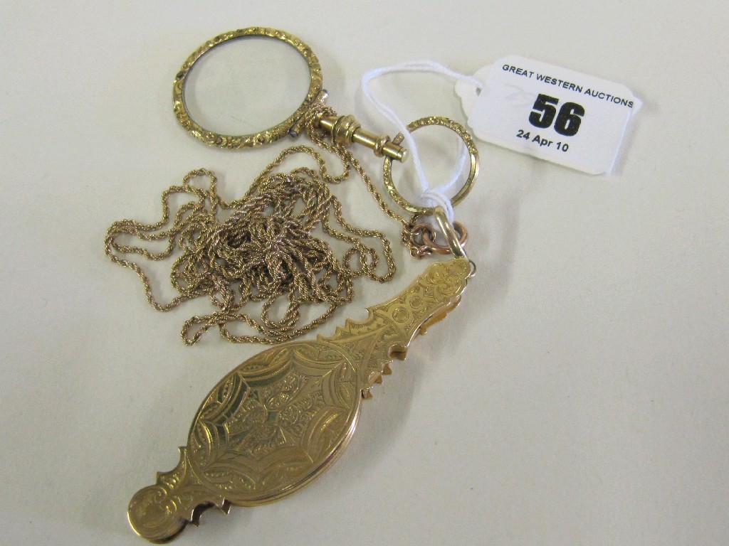 Appraisal: Victorian lorgnette on rose gold rope twist neckchain and a