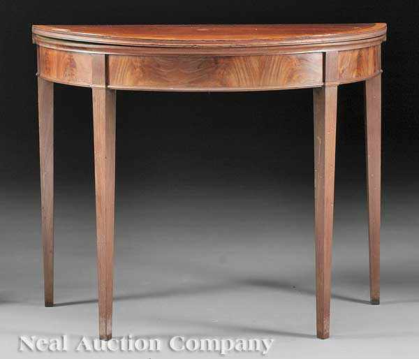 Appraisal: A George III Inlaid Mahogany Demilune Games Table c foldover