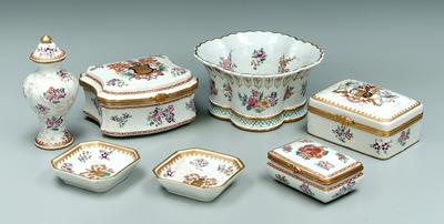 Appraisal: Seven piece French porcelain set hand painted raised floral and