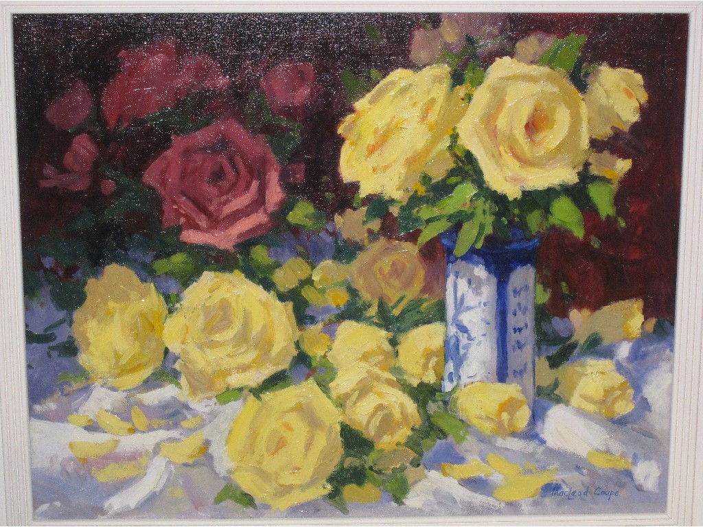 Appraisal: MACLEOD COUPE Oil on canvas 'Red and Yellow Roses'