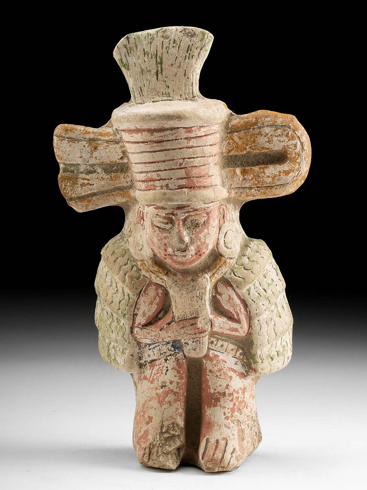 Appraisal: Veracruz Nopiloa Kaolin Polychrome Royal Figure First Time At Auction