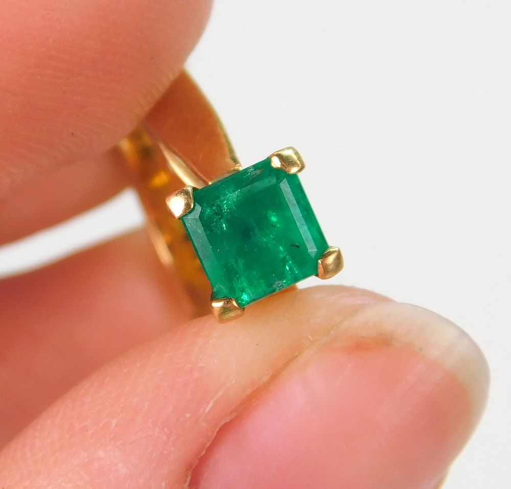 Appraisal: K Gold Channel Set Princess Cut Emerald Ring United States