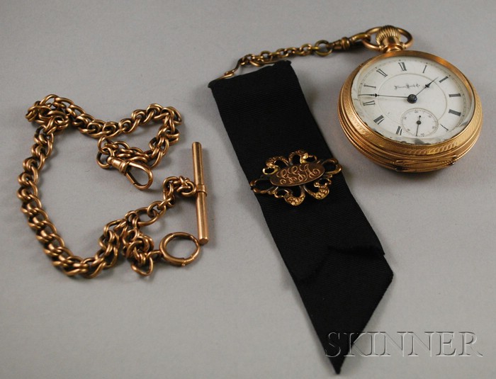 Appraisal: kt Gold-filled Pocket Watch and kt Gold Watch Chain Illinois