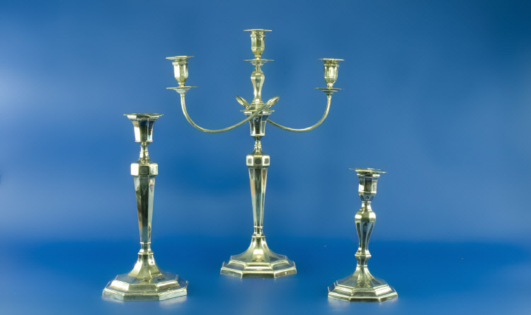 Appraisal: Pair Of Silver Plated Victorian Candle Sticks One With A